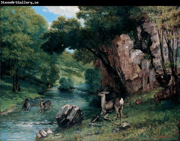 Gustave Courbet Roe Deer at a Stream